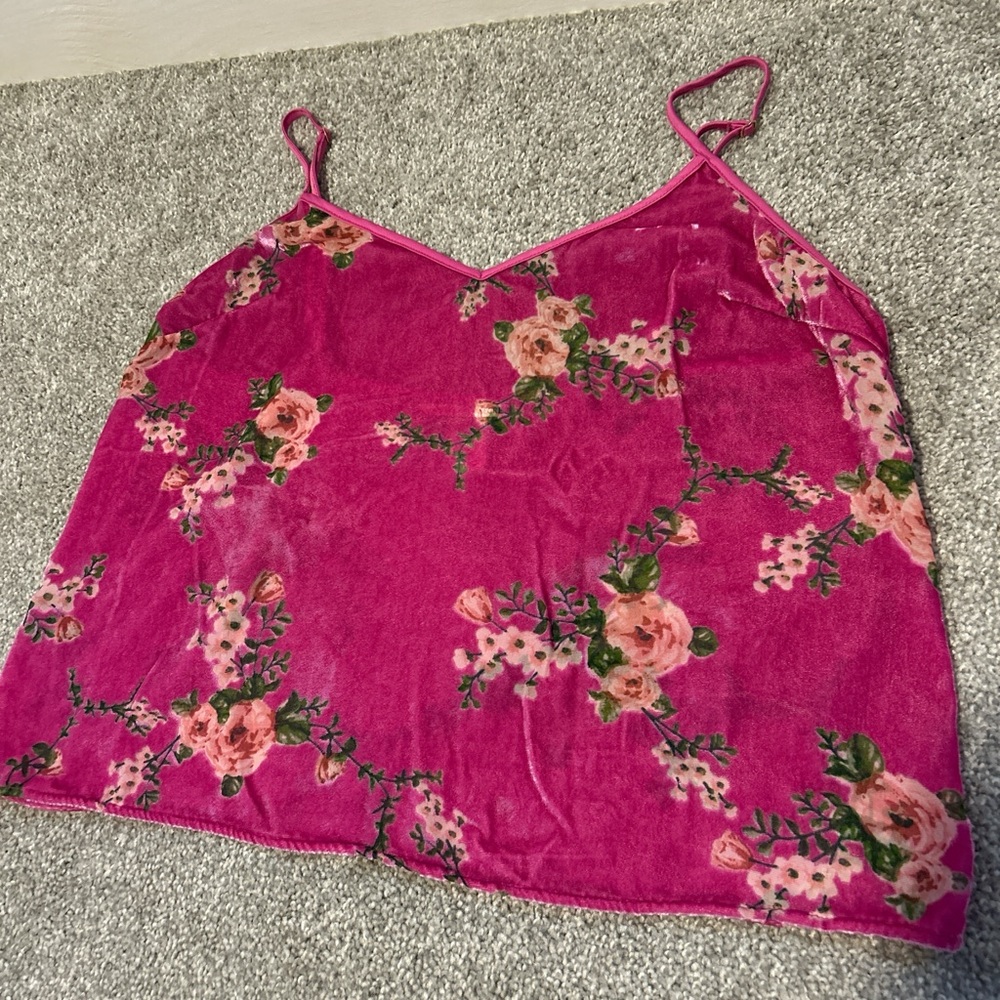 Victoria’s Secret Floral Velvet Pink Cami Top